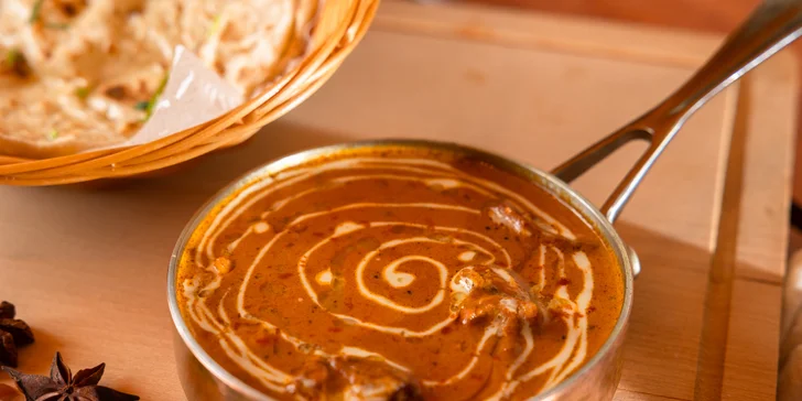 Autentická indická večera: Panner butter alebo kuracia tikka masala, Butter Chicken, vegetariánske, mäsové aj degustačné menu