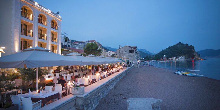 Hotel v čiernohorskom letovisku Petrovac: pri pláži, s raňajkami aj vínnou pivnicou, deti zadarmo