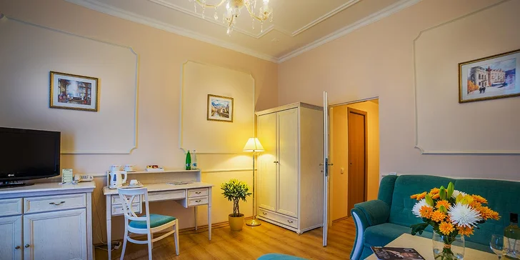 Pobyt v srdci Karlových Varov s polpenziou, neobmedzeným wellness a procedúrami