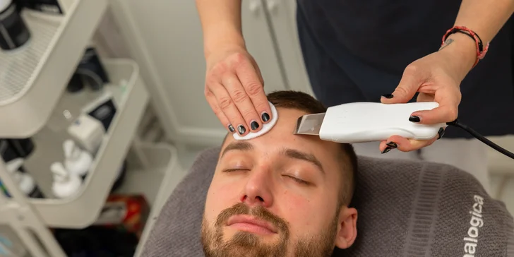 Pánske hĺbkové ošetrenie pleti s masážou hlavy v Be beauty