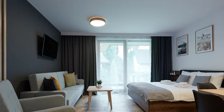 Štýlové apartmány v Zakopanom s výhľadom na Tatry, hneď pri malom lyžiarskom stredisku