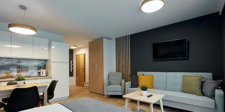 Štýlové apartmány v Zakopanom s výhľadom na Tatry, hneď pri malom lyžiarskom stredisku