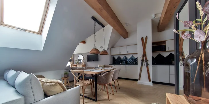 Štýlové apartmány v Zakopanom s výhľadom na Tatry, hneď pri malom lyžiarskom stredisku