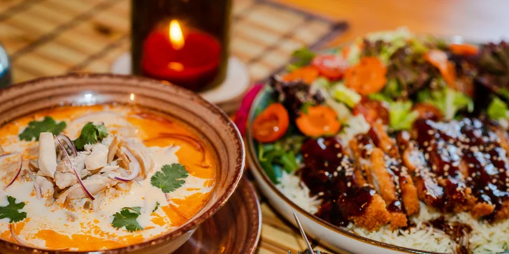 Japonské špeciality v SUSHINAMI: Tom Kha Gai polievka s kuracím Tori alebo Curry Katsu