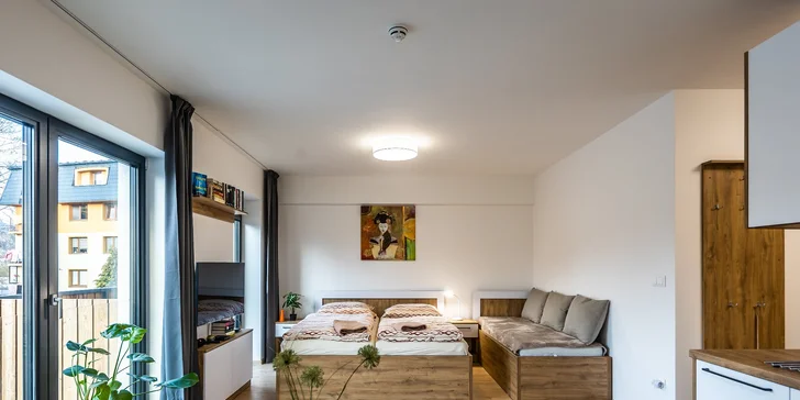 Pobyt v moderných apartmánoch len na skok od aquaparku: Neobmedzený wellness v cene