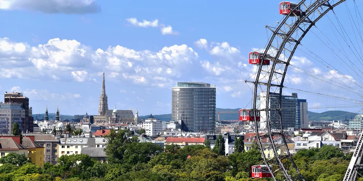 4* dovolenka vo Viedni pre 1–4 osoby: hotel pri zábavnom parku Práter, raňajky a vstup na ruské koleso