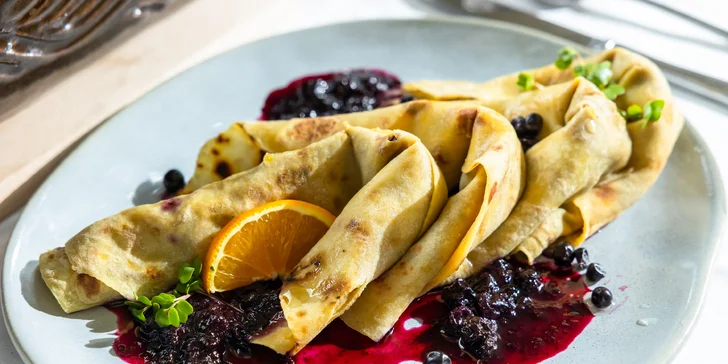 Dvojchodové menu prešporských špecialít, kačací alebo husací pekáč s prílohami v reštaurácii Leberfinger