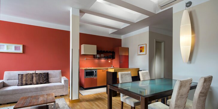 Moderný apartmán alebo štúdio na Vinohradoch v Prahe aj s raňajkami a saunou