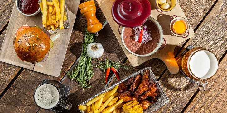 Hody u Plnofúza: Burger, tatarák alebo BBQ krídla s pivom či kofolou