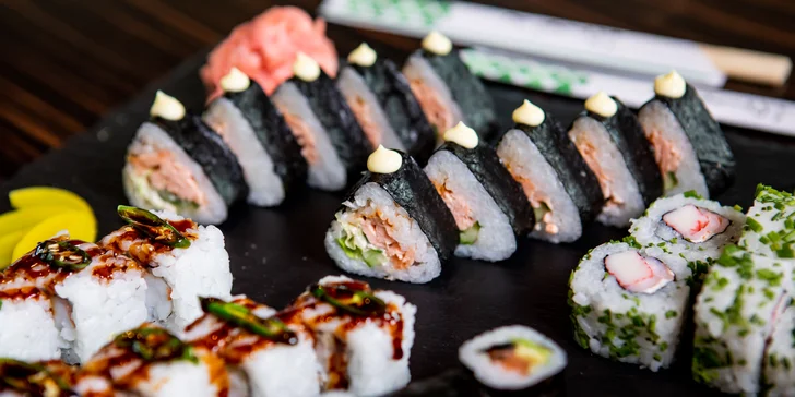Ázijské menu s miso polievkou, kačicou a sushi alebo celý lahodný sushi set pre 2 osoby