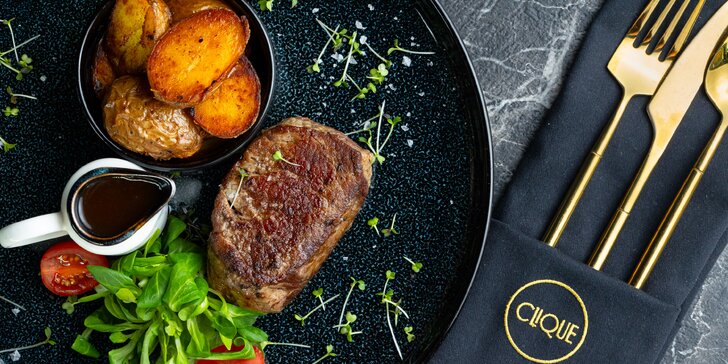 Clique v Eurovei: Šťavnatý steak z hovädzej sviečkovice s prílohami a omáčkou