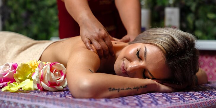 Masáž chrbta a šije, aromaterapeutická alebo tradičná thajská masáž