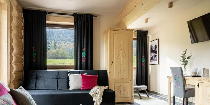 Nový pôvabný hotel v tichom prostredí Zakopaného s výhľadom na Tatry a turistickými chodníkmi hneď za hotelom
