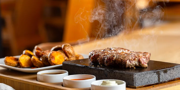 Duetto Aupark: Rib eye steak pečený na lávovom kameni