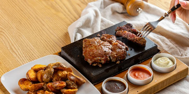 Duetto Aupark: Rib eye steak pečený na lávovom kameni
