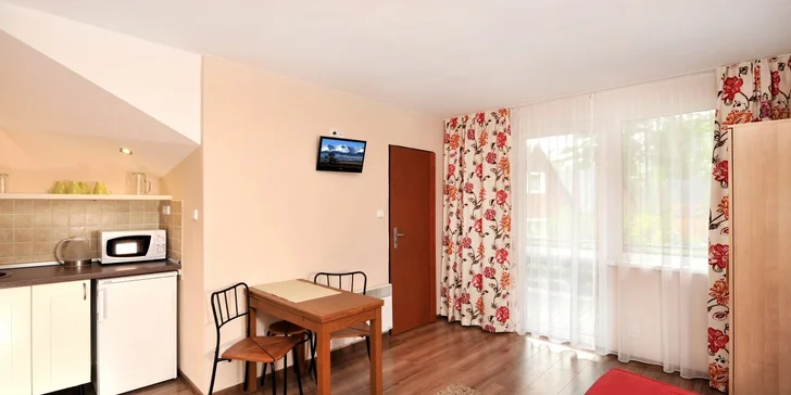 Oddych v útulnom štúdiu na úpätí Tatier: možnosť stravy, na skok aquapark aj turistické chodníky