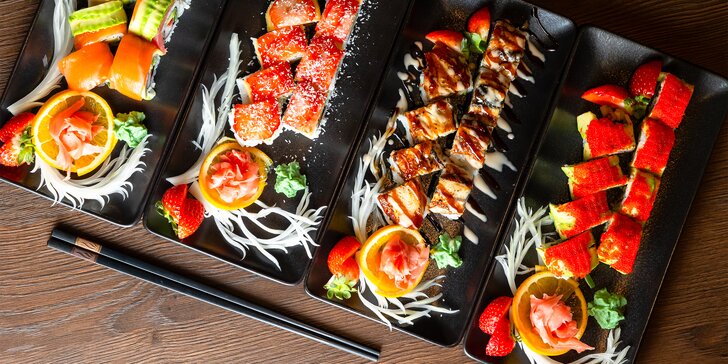 Dvojchodová sushi večera pre 2 osoby alebo zážitková sushi večera pre 4 až 6 osôb + nápoj a dezert pre každého