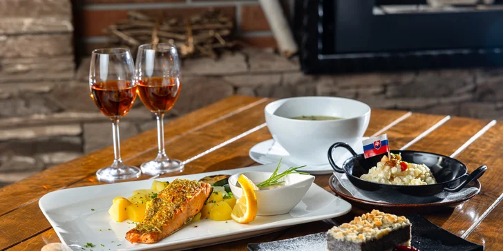 4-chodové menu pre dvoch s haluškami, lososom či panenkou