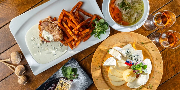 4-chodové menu pre dvoch s haluškami, lososom či panenkou