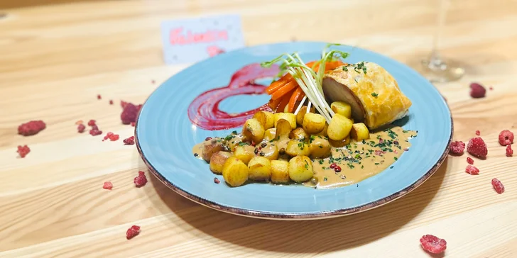 Lahodné 3-chodové valentínske menu s prípitkom pre 2 osoby