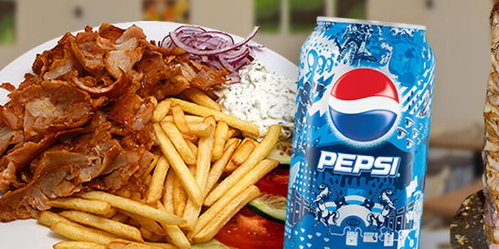 Kurací kebab s prílohou a Pepsi