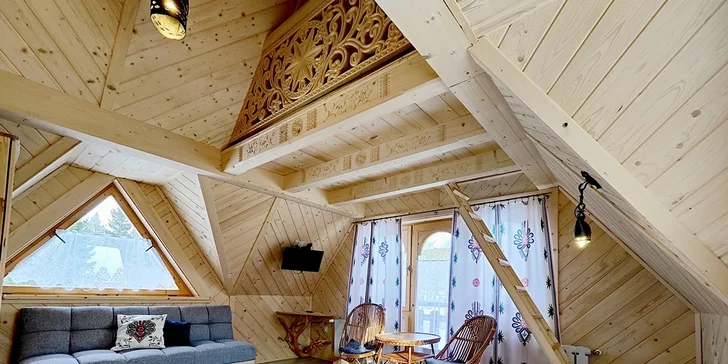 Štýlová drevená chata kúsok od Zakopaného: výhľad na Tatry, blízko termálnych kúpalísk