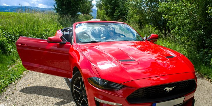 Prenájom vozidla FORD MUSTANG 2.3 V4 ECOBOOST CABRIO na 3 hodiny, 24 hodín alebo celý víkend