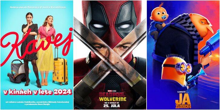Kavej, Ja zloduch 4, Deadpool & Wolverine a i.: Vstupenka do kina na film podľa vlastného výberu s občerstvením