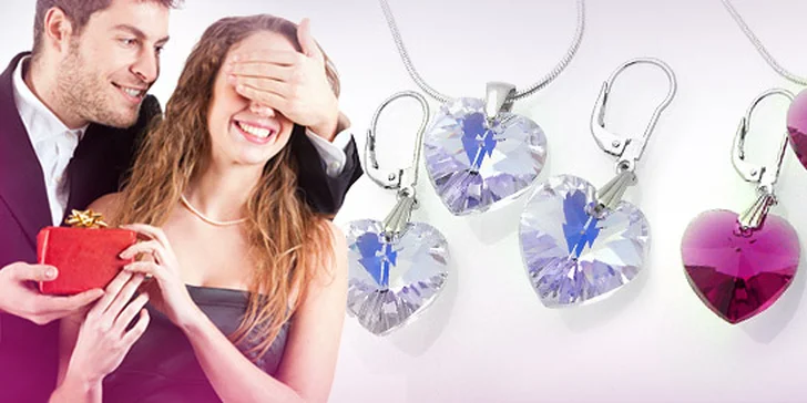 25 eur za súpravu šperkov SWAROVSKI ELEMENT v rhódiovanom striebre. Prejavte lásku nežnej polovičke a darujte jej srdce v podobe luxusného krištáľu s VALENTÍNSKOU zľavou 54%!