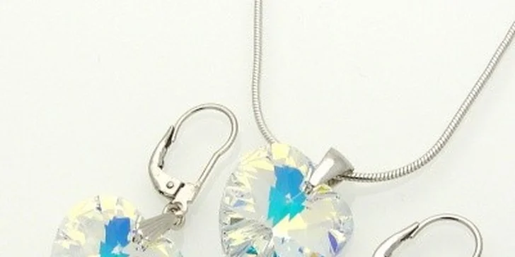 25 eur za súpravu šperkov SWAROVSKI ELEMENT v rhódiovanom striebre. Prejavte lásku nežnej polovičke a darujte jej srdce v podobe luxusného krištáľu s VALENTÍNSKOU zľavou 54%!