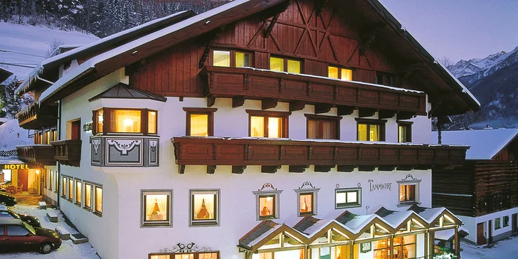 Zimný pobyt v tirolských Alpách: polpenzia, neobmedzený wellness, skiareál 3 km od hotela