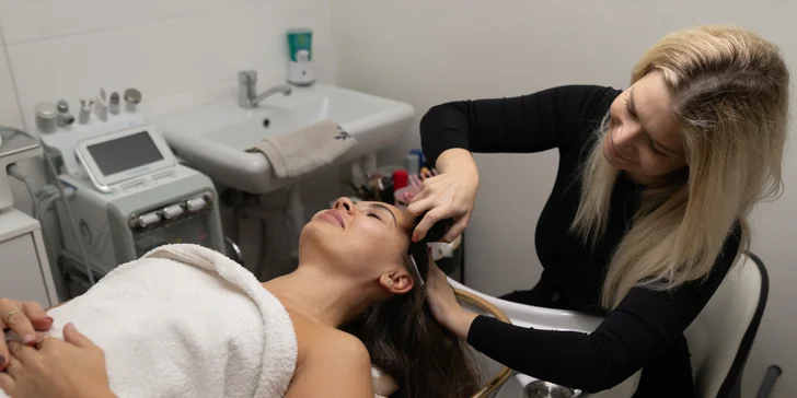 Head Spa s LED terapiou alebo mezoterapiou pre pokožku hlavy a vlasov v Anzu Cosmetics