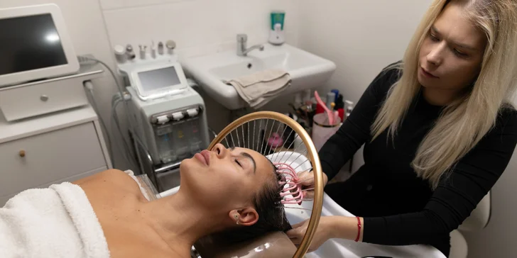 Head Spa s LED terapiou alebo mezoterapiou pre pokožku hlavy a vlasov v Anzu Cosmetics
