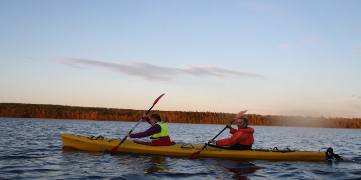 Za polárnou žiarou a krásami Botnického zálivu: prenájom domčeka pre 2-11 osôb, zapožičanie bicyklov, loďky, kajakov, český majiteľ