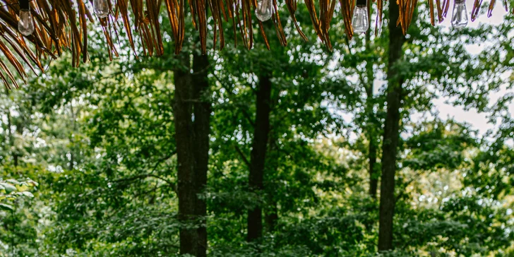 Domčeky na strome s výhľadom na hrad Krásna Hôrka a raňajkami z piknikového košíka servírovanými na terase