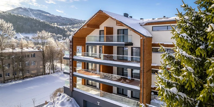 Sliezske Beskydy: moderný aparthotel s raňajkami a vstupom do saunária