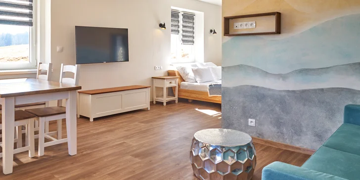 Krásne apartmány na hrebeni Krušných hôr až pre 4 osoby: úžasné výhľady a vonkajšie kúpanie