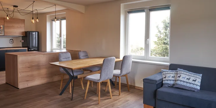 Krásne apartmány na hrebeni Krušných hôr až pre 4 osoby: úžasné výhľady a vonkajšie kúpanie