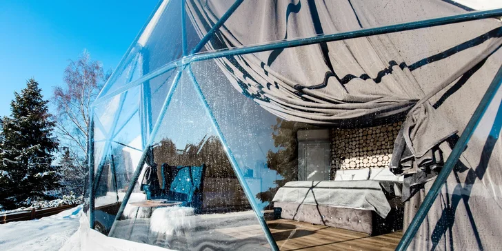 Glamping v Beskydoch s raňajkami aj wellness: ubytovanie v luxusnej kupole, sauna a termálny bazén