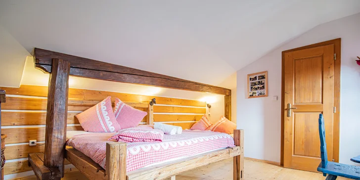 Pobyt v pravej šumavskej drevenici pre pár aj rodinu: raňajky alebo polpenzia