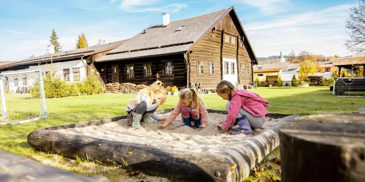Pobyt v pravej šumavskej drevenici pre pár aj rodinu: raňajky alebo polpenzia