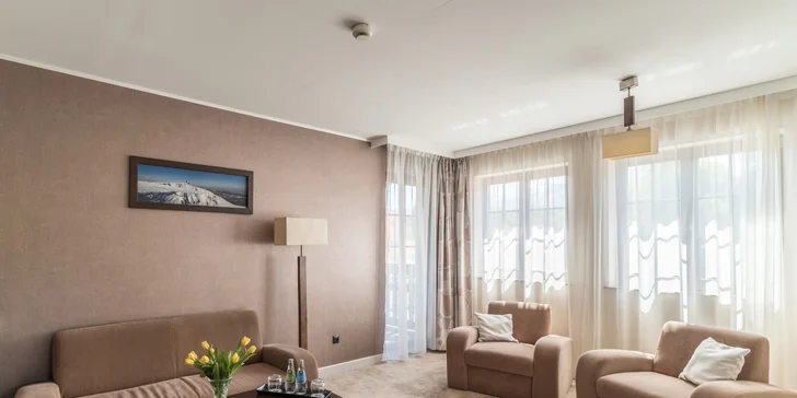 Aktívny pobyt v Krkonošiach: polpenzia, wellness aj romantický balíček s masážou