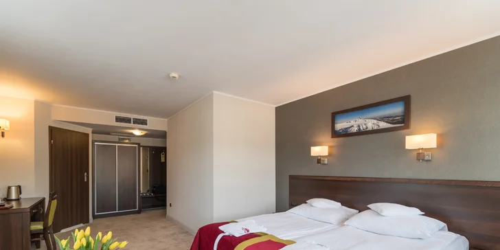 Aktívny pobyt v Krkonošiach: polpenzia, wellness aj romantický balíček s masážou