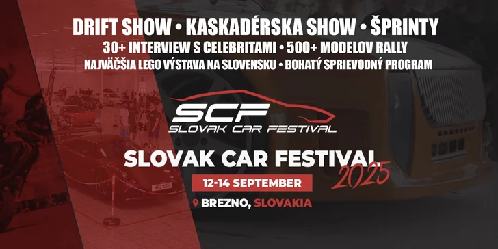 Vstupenky na Slovak Car Festival v Brezne: 1-dňová alebo 3-dňová