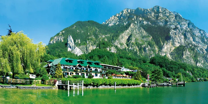 Soľná komora a Traunsee: hotel priamo pri jazere, neobmedzený wellness aj raňajky