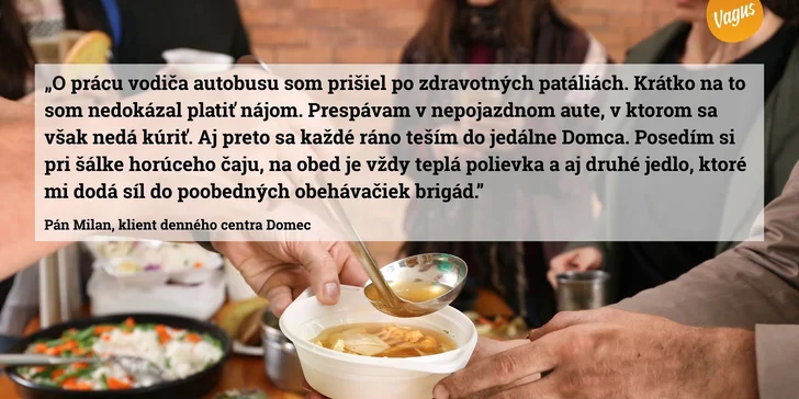 Raňajky a teplé obedy pre ľudí bez domova