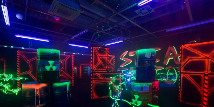 Laser Game v Steam Factory aj s pizzou, nápojom a žetónmi do FUN GAME