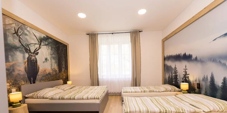 Izba alebo moderný apartmán v Jeseníkoch, s raňajkami alebo polpenziou aj vybavenou kuchynkou