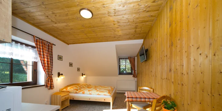 Pobyt v príjemnej chate v srdci Šumavy: polpenzia aj káva a zákusok