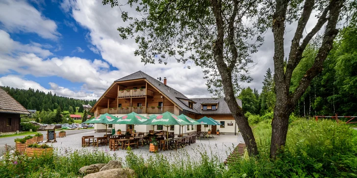 Pobyt v príjemnej chate v srdci Šumavy: polpenzia aj káva a zákusok